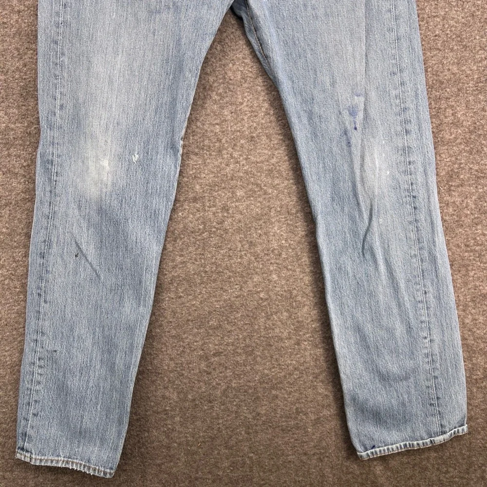 Levis 501 Original Fit Mens Light Wash Blue Straight Leg Button Fly Jeans W34